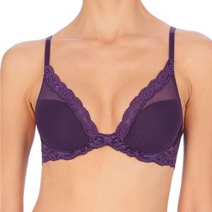 Natori Feathers Contour Plunge Bra 32A in purple